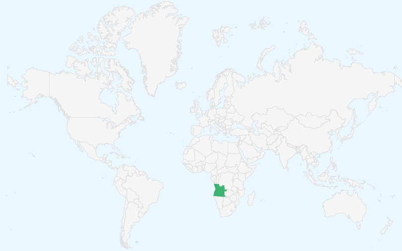 アンゴラ共和国 の位置(世界地図)