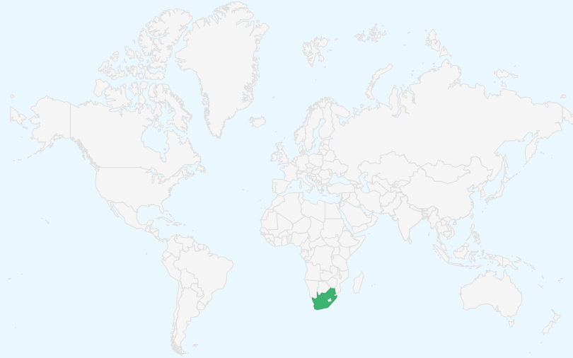 南アフリカ共和国 の位置(世界地図)