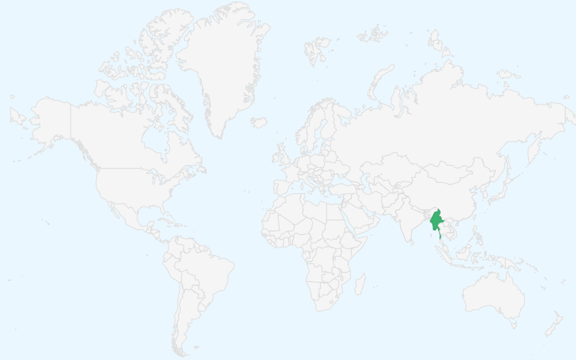 ミャンマー連邦共和国 の位置(世界地図)