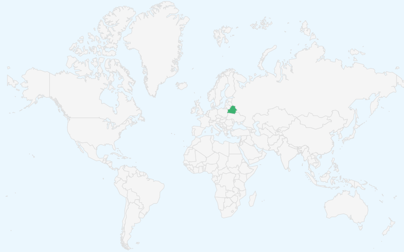 ベラルーシ共和国 の位置(世界地図)
