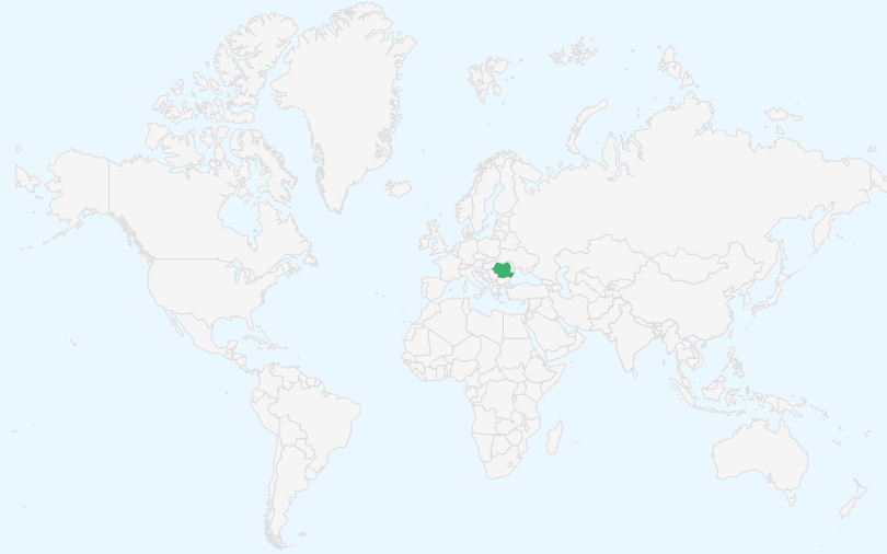 ルーマニア の位置(世界地図)