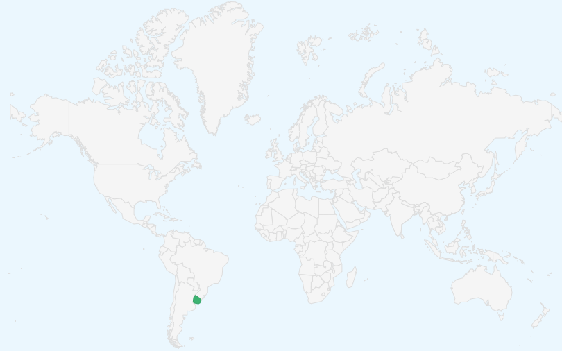 ウルグアイ東方共和国 の位置(世界地図)