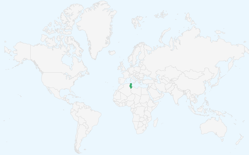 チュニジア共和国 の位置(世界地図)
