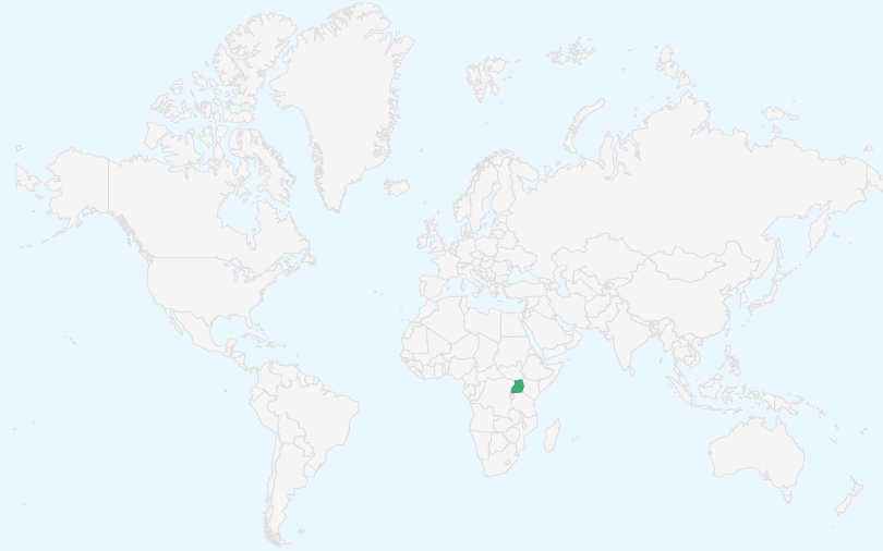 ウガンダ共和国 の位置(世界地図)