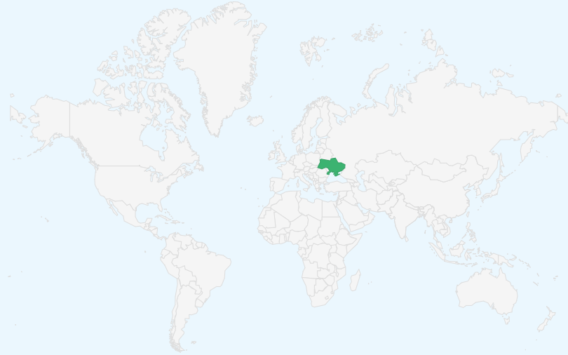 ウクライナ の位置(世界地図)