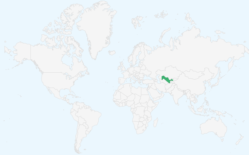 ウズベキスタン共和国 の位置(世界地図)