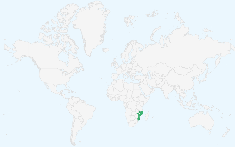 モザンビーク共和国 の位置(世界地図)
