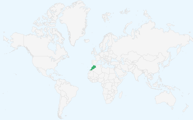 モロッコ王国 の位置(世界地図)