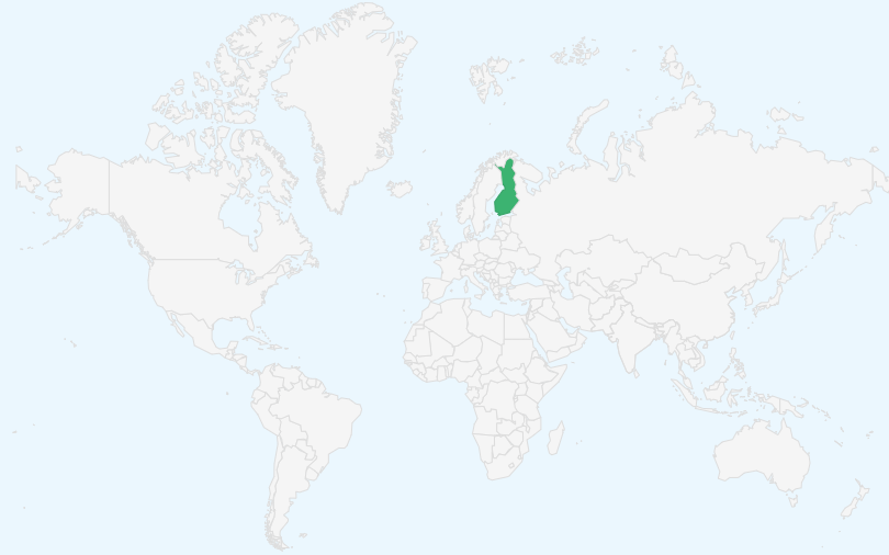 フィンランド共和国 の位置(世界地図)