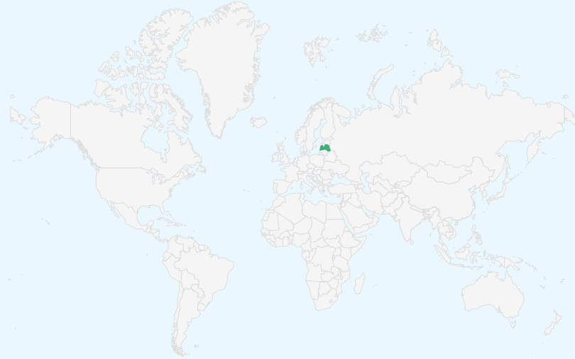 ラトビア共和国 の位置(世界地図)