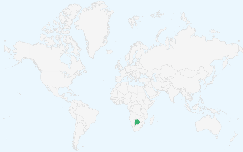 ボツワナ共和国 の位置(世界地図)