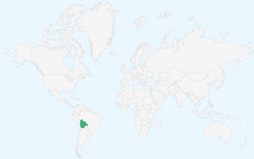 ボリビア多民族国 の位置(世界地図)