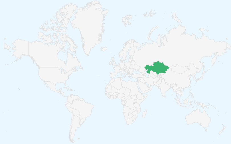 カザフスタン共和国 の位置(世界地図)