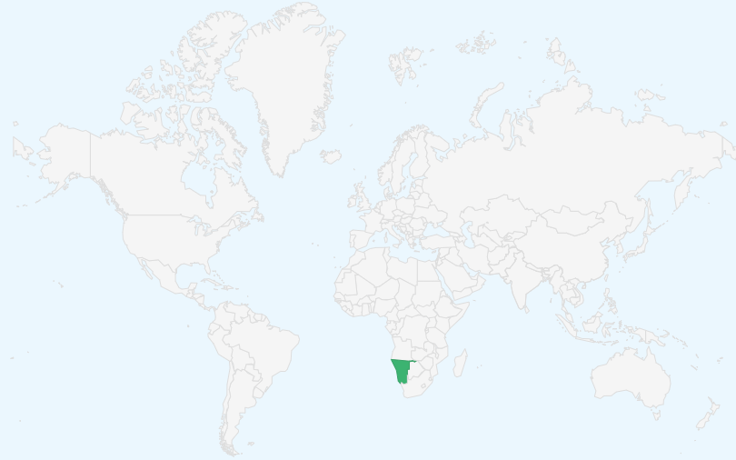 ナミビア共和国 の位置(世界地図)