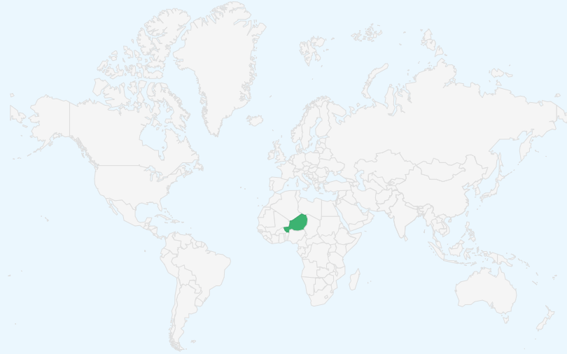 ニジェール共和国 の位置(世界地図)