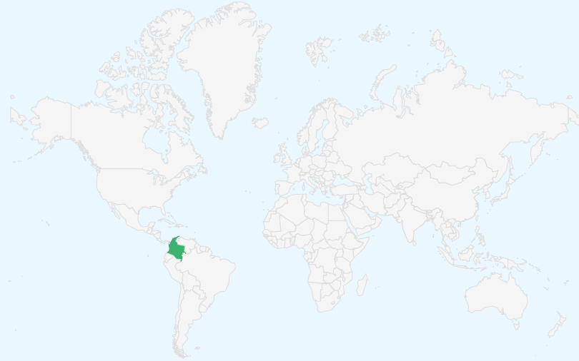 コロンビア共和国 の位置(世界地図)