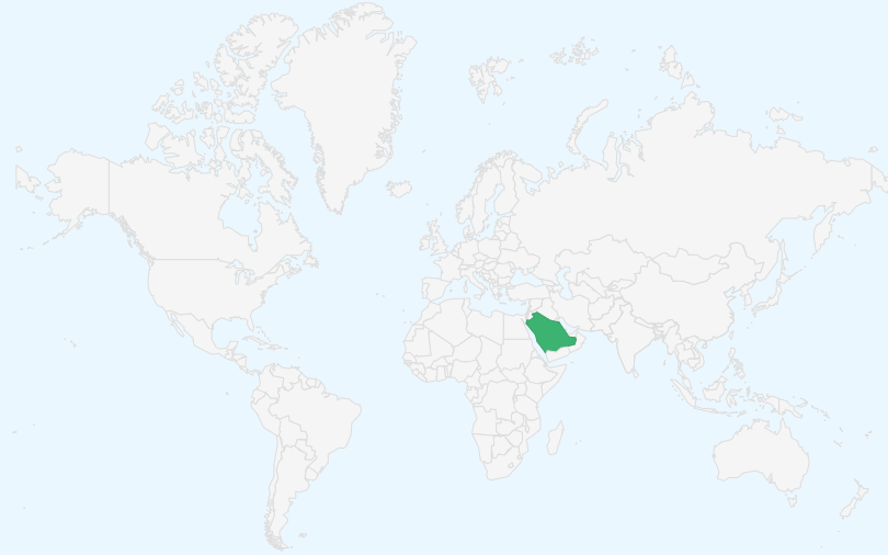 サウジアラビア王国 の位置(世界地図)