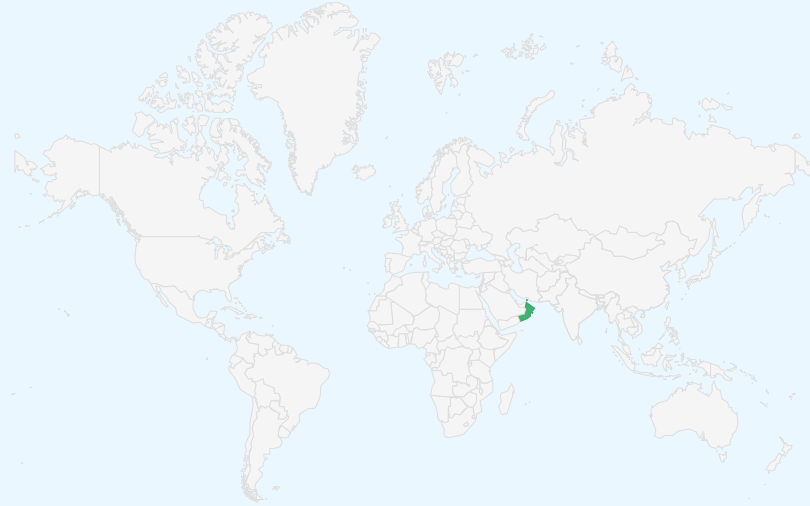 オマーン国 の位置(世界地図)