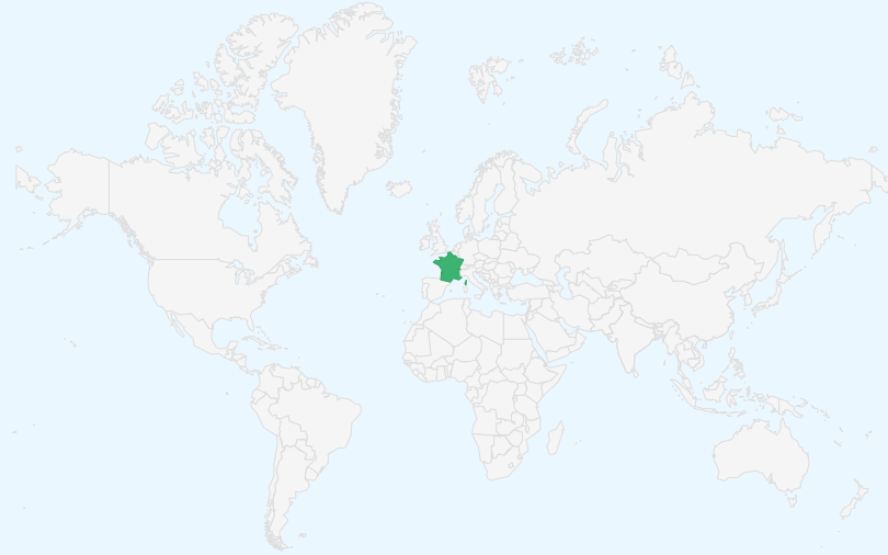 フランス共和国 の位置(世界地図)