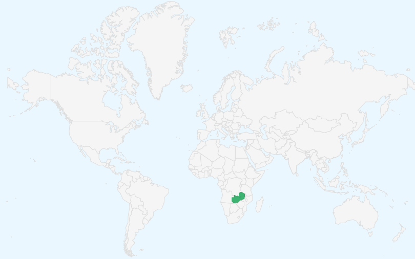 ザンビア共和国 の位置(世界地図)