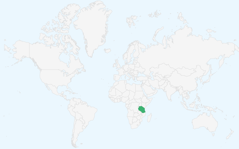 タンザニア連合共和国 の位置(世界地図)