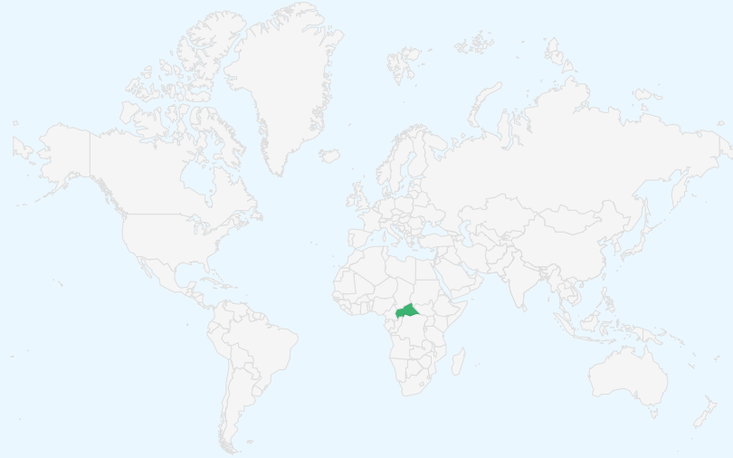 中央アフリカ共和国 の位置(世界地図)