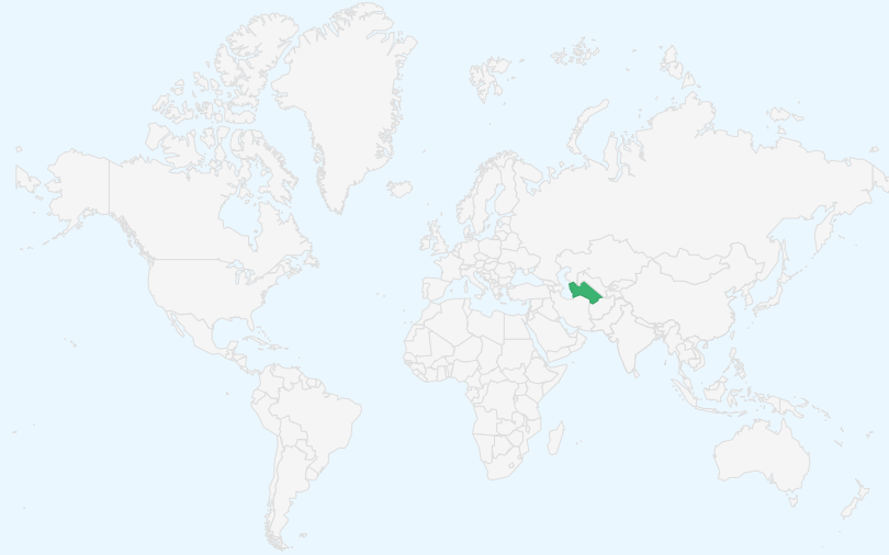 トルクメニスタン の位置(世界地図)