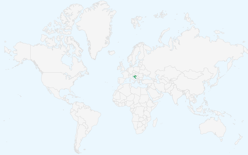 クロアチア共和国 の位置(世界地図)