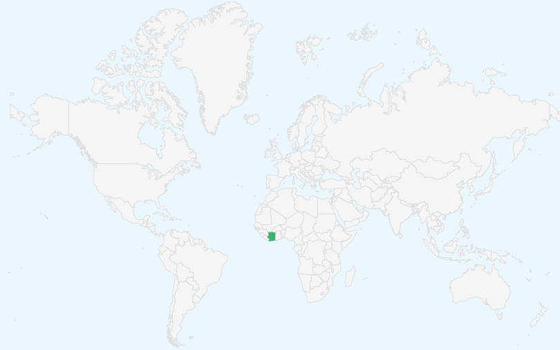 コートジボワール共和国 の位置(世界地図)
