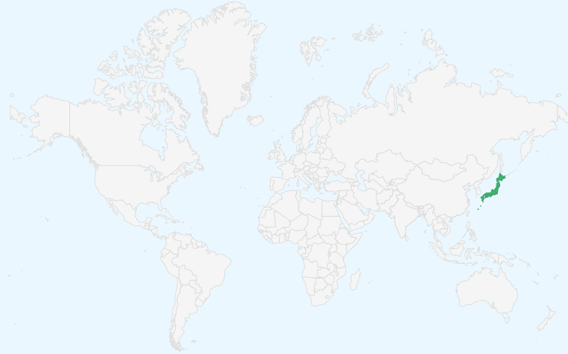 日本 の位置(世界地図)