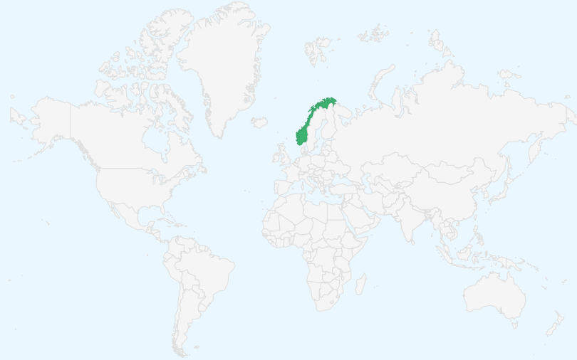 ノルウェー王国 の位置(世界地図)
