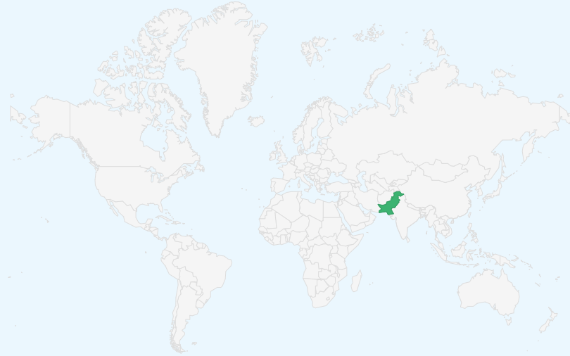 パキスタン・イスラム共和国 の位置(世界地図)