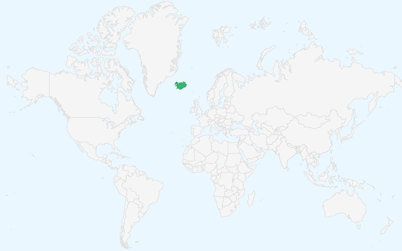 アイスランド共和国 の位置(世界地図)