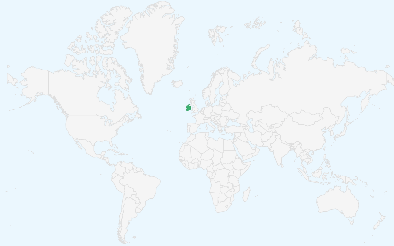 アイルランド の位置(世界地図)