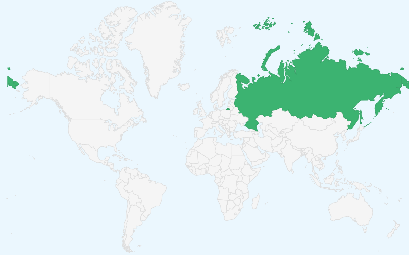 ロシア連邦 の位置(世界地図)