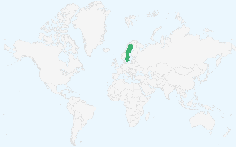 スウェーデン王国 の位置(世界地図)