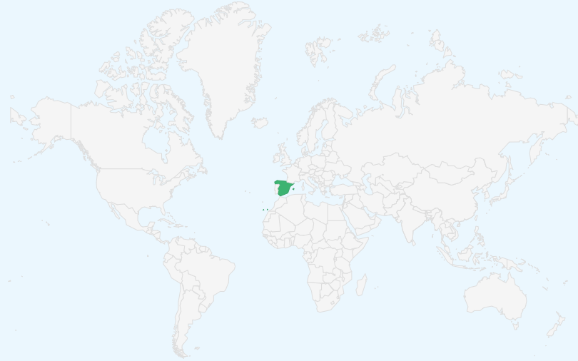 スペイン王国 の位置(世界地図)