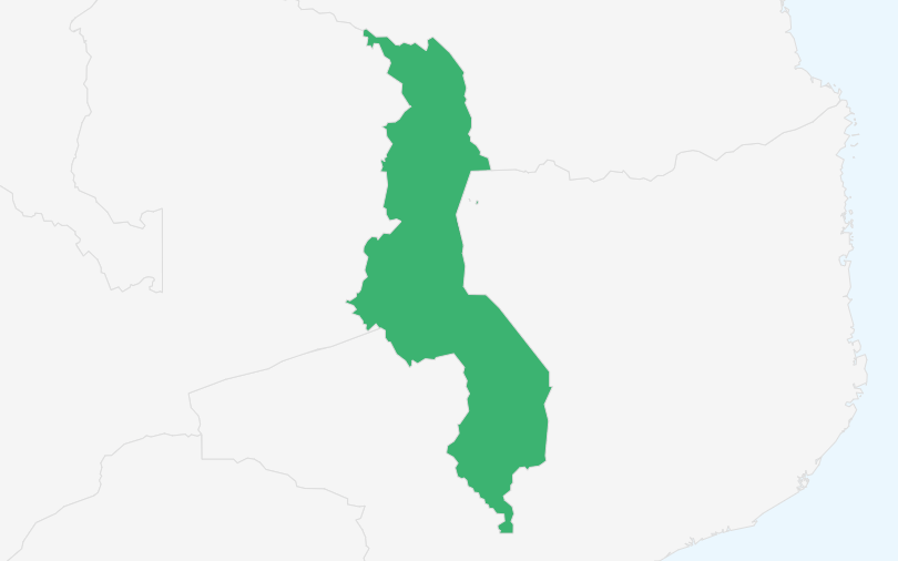 マラウイ共和国 の位置(拡大)