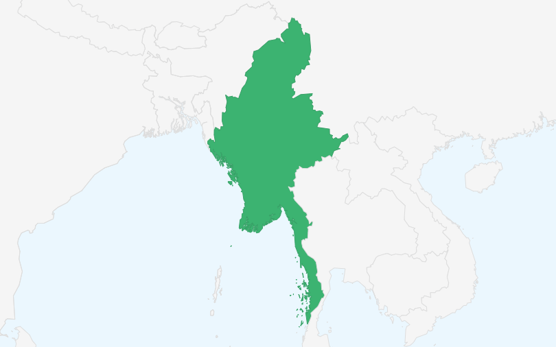 ミャンマー連邦共和国 の位置(拡大)