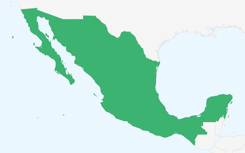 メキシコ合衆国 の位置(拡大)
