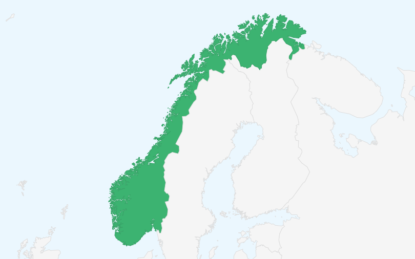 ノルウェー王国 の位置(拡大)