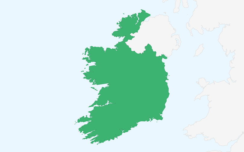 アイルランド の位置(拡大)