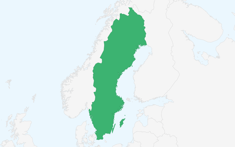 スウェーデン王国 の位置(拡大)
